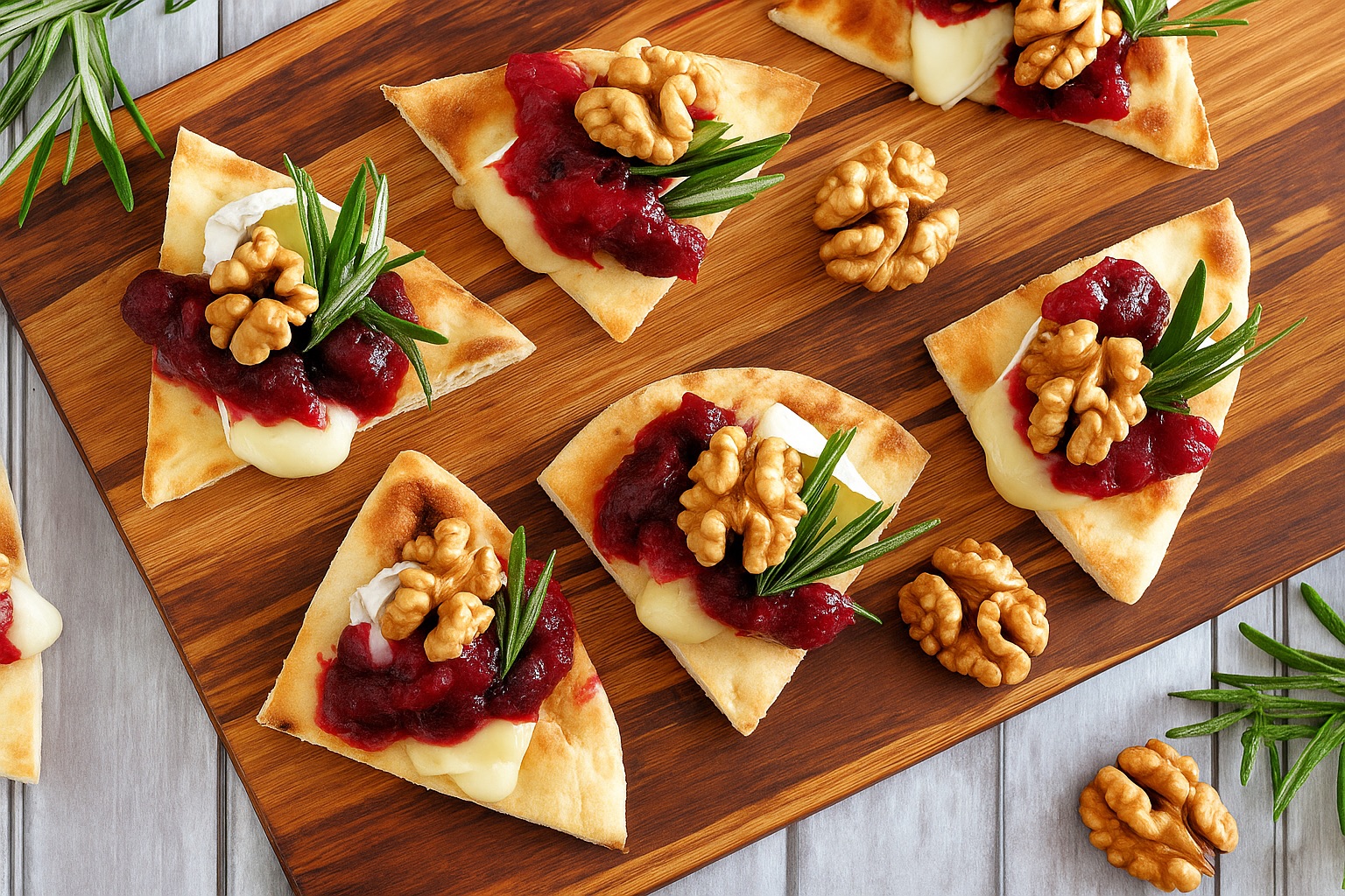 Triangoli di piadina brie e marmellata